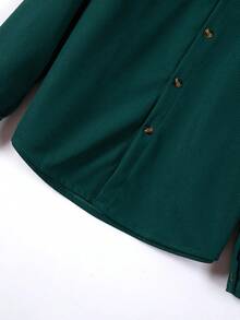 Bộ 2 món áo sơ mi nam màu trơn có cổ và túi + quần, chất liệu polyester nhẹ, thích hợp cho hoạt động thể thao, nghỉ dưỡng, mùa xuân/thu. - Màu xanh lá cây đậm - Xem 8