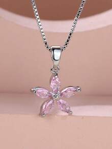 1 件可爱的 5 瓣蓝色锆石泪珠项链，订婚/婚礼/日常珠宝 - 吊墜項鍊 - 查看 2