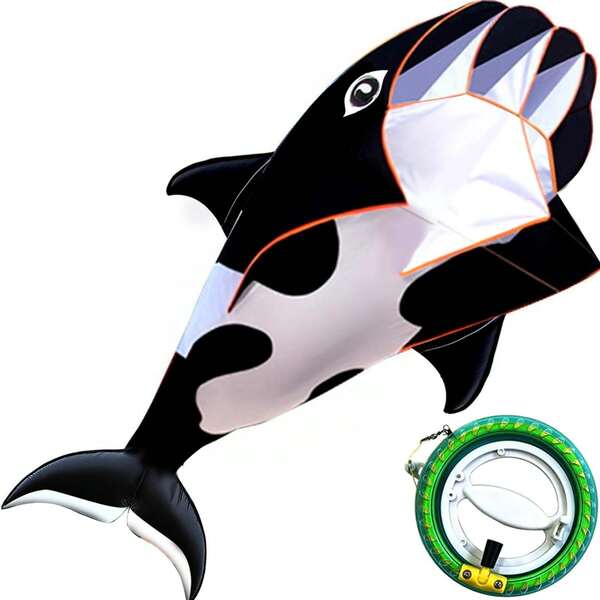 KITE 3D Kite Adults,Easy To Fly,Excellent Fabric And Structure Design,Huge Frameless Soft Parafoil Giant Whales Dolphins Kite