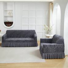 Cubre Sillones para Sala Sofa Fundas para Sillones Sala 3pcs/kit,Cubre Salas Elástico Lavable Ajustable Individuales,Dobles,Triples Asientos - Gris Oscuro - Ver 8