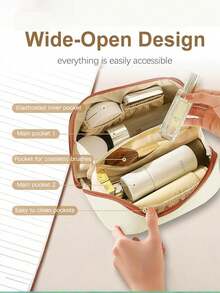 1 件大容量多功能聚氨酯女士美容化妆包，带可移动隔层，适合旅行整理夏季旅行、度假居家浴室装饰节日化妆收纳浴室配件返校旅行洗漱包美容工具收纳化妆包