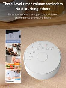 Digital Kitchen Timer, Silent Magnetic Rotary Timer, Suitable For Cooking, Learning, Exercise, Time Management (Batteries Not Included) - White - View 1