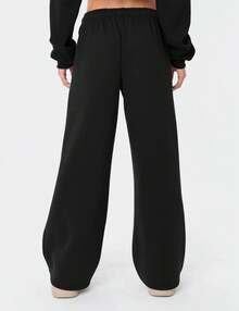 Women's Fleece Lined Wide Leg Thermal Winter Warm Baggy Sweatpants With Pockets - 紅色 - 查看 8