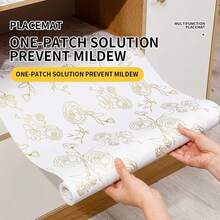 Gold Rose Print Non-Adhesive Drawer Liner: Made Of EVA Material, Removable Kitchen Cabinet Drawer Mat, Spring Summer Picks, Brides Maid Gifts, Room, Bedroom Decor, Bedroom Decor, Beach, Travel, For Men, For Women, Vacation - Clear - View 7