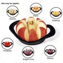 1pc  Stainless Steel Fruit And Vegetable Slicer | Double Grip Design For Convenient Cutting Of Round Fruits And Vegetables Such As Apples And Pears For Meal Preparation - Black - View 6