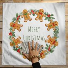 1 pezzo Telo da tarocchi decorativo con stampa di pupazzo di neve e omino di pan di zenzero, realizzato in tessuto di poliestere, ideale per la divinazione. Adatto per Natale e altre occasioni, può essere utilizzato come tovaglia o telo rituale.