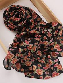 梦幻系列柔软透气印花穆斯林头巾披肩，春夏款 - 彩色 - 查看 5