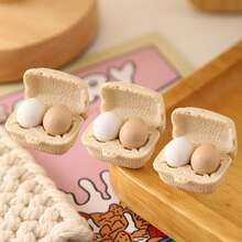 3 cajas de huevos de gallina miniatura realistas para casa de muñecas con bandejas, accesorios de cocina de casa de muñecas de color aleatorio, juguetes de modelo - multicolor - Ver 16