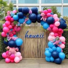 Dây bóng bay 119 quả màu xanh hải quân và hồng tươi - Bóng bay màu xanh dương macaron và hồng bạc trang nhã, phù hợp trang trí tiệc theo chủ đề Hawaii, hoàn hảo cho sinh nhật, tiệc tiết lộ giới tính, tiệc mừng em bé và lễ tốt nghiệp | Sự kết hợp bóng bay rực rỡ | Chất liệu bóng bay bền, trang trí bóng bay - Nhiều màu - Xem 3