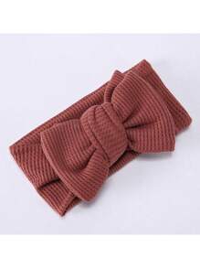 1 件装婴儿超大蝴蝶结发带儿童华夫格针织打结头带发饰头带爱心情人节