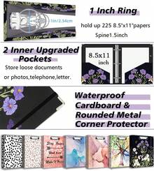 Carpeta organizadora de 3 anillos de 2.54, con portapapeles, 5 separadores con bolsillo, carpeta plástica, 18 etiquetas para divisores y porta bolígrafo (diseño Black Weeds, tamaño carta) - 01-Leopardo - Ver 4