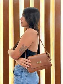 Bolsa De Ombro Bolsa Feminina Elegance Exclusiva Sa Bags - Caramelo - Visão 1