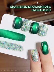 XEIJAYI 2支装15ml绿色猫眼凝胶指甲油套装，UV LED浸泡式指甲凝胶，半永久，DIY沙龙级美甲凝胶，适合春夏美甲 - 彩色 - 查看 8