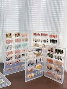 Klimonla Press-On Nails Storage Box, Nail Art Style Collection Box, Display Box, Transparent Frosted Sample, Color Card, Photo Frame Tool Mini Nail Art Tool Storage Box,Only The Boxes Are Sold, Excluding The Items Inside. - Clear - View 4