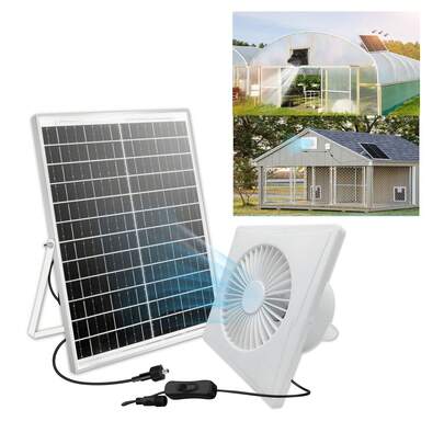 Quạt thông gió năng lượng mặt trời 25W, giá đỡ cao 8', công suất mạnh mẽ 2600 vòng/phút, dùng cho nhà kho sử dụng năng lượng mặt trời