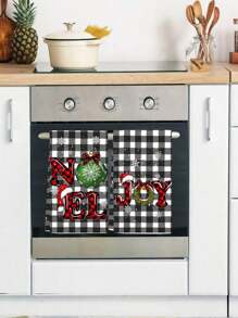 2pcs Christmas Hand Towels, Plaid & Christmas Tree Pattern Design, Advent Gift, Christmas Surprise, Cleaning Cloths, Kitchen And Dining Decor, Outdoor Party Supplies, Suitable For Christmas Kitchen And Bathroom Decoration