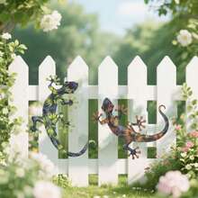 2 buc siluete Gecko metalice în stil rustic, artizanat din fier forjat, potrivite pentru decorarea pereților, decorațiuni din fier suspendat pe perete, nu necesită electricitate, decorare grădină - Negru - Vizualizare 7