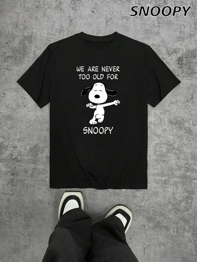 Vi är aldrig för gamla för Snoopy Casual Snoopy herr kortärmad lös passform stickad tecknad mönstrad