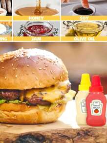 8 piezas/4 piezas/2 piezas Botellas de exprimido multiusos para la cocina, ideales para salsas, condimentos y hornear - Incluye boquillas blancas, rojas y ámbar, dispensador de condimentos | Utensilios de cocina modernos | Material translúcido, botella exprimible para salsa de soja - Multicolor - Ver 12