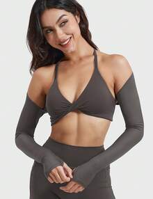 Women Crop Top Long Sleeve Bolero Open Front Workout Cropped Shirts Sports Shrug - Shadow - View 4
