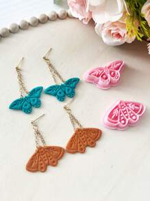 2pcs/Set, Butterfly & Moth Polymer Clay Earring Cutters,Embossing Clay Earring Cutter For Polymer Clay Jewelry Making, Polymer Clay Stud Earring Making Tool, Clay Jewelry Making Kit, DIY Earring Gift, - For Handmade Earring Making - Suitable For Beginners & Jewelry Artists, Polymer Clay Stud Earring Making Tool, Clay Jewelry Making Kit, Clay Earring Molds, Made By PLA
