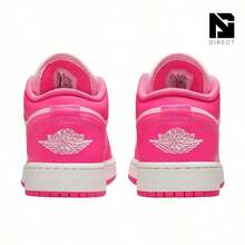 Nike Dunk Low 女童运动鞋 Heritage 皮革加垫舒适耐用抓地力白粉色激光紫红色 FB9109-102 - 白色/雷射紫紅色 - 查看 4