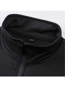 男式拼接拉链运动田径套装，春秋季 - 黑色 - 查看 5