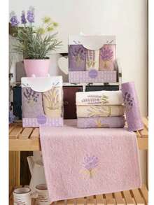 3-Piece 100% Cotton Kitchen & Hand/Face Towel Set – 30x50 Cm | Soft, Absorbent, Durable & Stylish MADE IN TURKEY - Purple - View 1