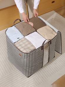 1 pieza Bolsa de almacenamiento de ropa para el hogar, bolsa de embalaje de edredón de algodón para mudanza, caja de almacenamiento de gran capacidad, adecuada para armario de dormitorio, plegable, a prueba de polvo y humedad, bolsa de almacenamiento de gran capacidad gruesa con cremallera y cubierta - Negro - Ver 2