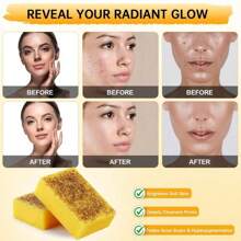 1/3pcs Kojic Acid Soap, Natural Lemon Turmeric Soap Bar With Vitamin C For Dry Sensitive Skin, Turmeric Soap For Face, Body And Hands