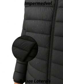 Women's Thick And Lined Puffer Jacket Fashion Blogger - Black - View 2