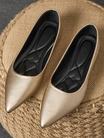 MonaNise 女士尖头时尚低帮平底鞋，户外休闲装，紫色、香槟色、红色、黄色、黑色