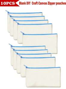 5/10/20pcs Set Blank Canvas Tote Bags For DIY Painting And Digital Printing, Portable Cosmetic Bags For Toiletries, Travel Makeup, Gifts To Express Love And Gratitude, Cute Handbag/Wallet/Snack/Gift Storage Bag With Zipper For Lipstick, Brush, Skincare, Phones, Coins, Small Items Make Up Bag - Beige - View 31