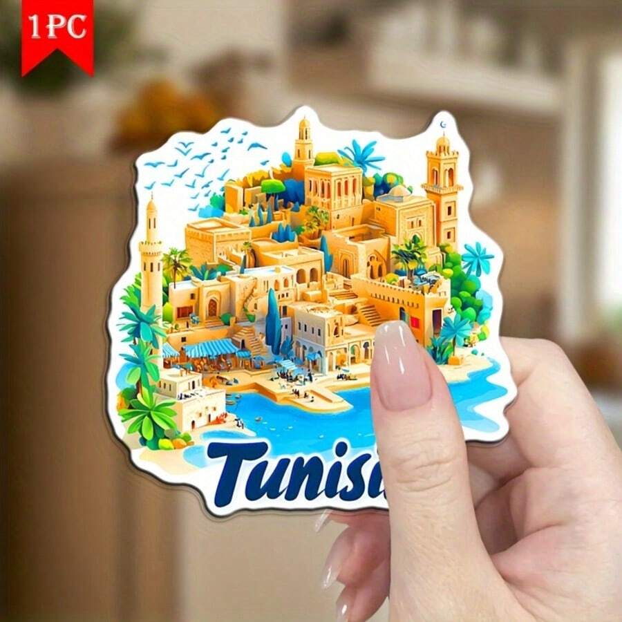 1 nam châm 2D phẳng hình di tích cổ Carthage Tunisia - Thiết kế địa danh văn hóa hình chữ nhật bằng sắt mềm & Acrylic, Ngày của Mẹ, Ngày của Cha, Lễ tốt nghiệp, Quà tặng trang trí nhà sáng tạo, Nam châm tủ lạnh, 2D phẳng - Nhiều màu - Xem 1