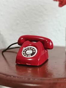 1 Stück Mini Retro Drehtelefon Modell - Legierung Metall, schwarz und rot mit weißen Linien, geeignet für DIY Puppenhaus, Taschenszene Dekoration und Sammlungsausstellung, Weihnachts-Tischdekoration, Heimdekoration, Weihnachtsdekorationen, Raumdekoration, Winterweihnachtsdekorationen, Weihnachtsgeschenke, Weihnachtsdekor - Verschiedenfarbig - Übersicht 6