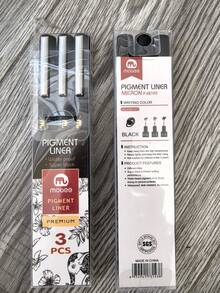 Mobee Super Black German Ink Pigment Liner Pen, 3/6/12 Pcs Fine Tip Pen Set, Metal Clip, German Ink, High-Quality Fine Tip Marker Pen, Water-Based Liner Pen, Master-Level Fine Art Drawing - màu đen - Xem 13