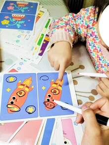 不同的图画书 - 提高注意力技能的训练游戏 - 可重复使用的擦拭纸，适合寻找活动中的差异，提供简单、普通和困难模式，适合不同年龄段，促进认知发展和记忆力提高，测试和评估，游戏，智力游戏，挑战游戏，生日，万圣节，圣诞节礼物 - 黃色 - 查看 4