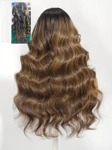 100%真人发假发，棕色渐变挑染水波纹假发，7x5，告别打结，佩戴方便，无胶闭合式假发，弹性抽绳，360°舒适贴合，预剪预拔预漂白蕾丝假发，女士款，Unice Hair