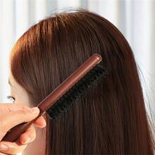 1pc Densely Toothed Pointed Tail Comb, Narrow Teeth Boar Bristle Hair Brush, Fluffy Styling Long Handle Makeup Comb, Pointed Tail Curling Hair Comb