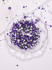 2MM-6MM, 5 Sizes Mix, 2000pcs/Pack, Non-HotFix, Multi Colors, Glue On Round Flatback Crystal Rhinestones Gems Jewelry Beads DIY Diamond Design Accessories Glitter Decal Decorations For Phone Cover,Clothes,Bag,Shoes, Handicraft Products.