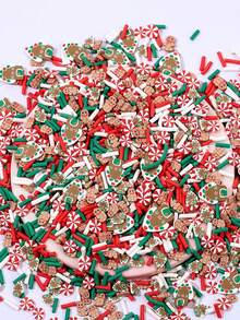 50g/Box zufällig gemischter Mini Weihnachts-Harz-Dekorations-Set, Weihnachts-Schneeflocke Weihnachtsmann Perlen, DIY Feiertags-Party Nagelkunst Dekorations-Accessoires