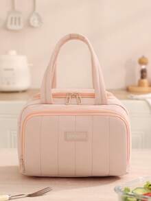 1 Stück neue aufgeblähte isolierte Lunch-Tasche, leicht, großes Fassungsvermögen, gesteppte Lunch-Kühltasche, wasserdicht, auslaufsicher, thermisch isolierte Lunch-Box, Bento-Tasche, Dinner-Isoliertasche, verstärkte süße Lunch-/Obst-Tasche, weich gepolstert, wiederverwendbar für Arbeit, Picknick oder Reisen, Küchenausstattung, Schul-Rückkehr-Zubehör, Lunch-Tasche für Frauen, Lunch-Box für die Schule