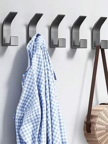 5/10pcs Bathroom Wall Hooks, No Drilling Required, Art Deco Style, Strong Adhesive Door Back Hooks, For Hanging Clothes, Hats, Handbags, Wall Hanging Household Gadgets, Home Organization Bathroom Accessories Bathroom Tools