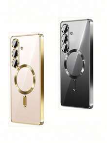 豪华无线充电磁性外壳带镜头保护电镀透明防震 TPU 外壳适用于三星 Galaxy Galaxy S25 S25Edge S25Plus S25Ultra S24 S24Ultra S24Plus S24FE S23FE S23Ultra S23Plus S22Ultra S20FE S21FE S21Ultra/A16 A26 A36 A56 A15 A25 A35 A55 A14 A34 A54 /Note10 Note10Plus Note20 Note20Ultra 外壳防水防摔防刮 - 黑色 - 查看 2