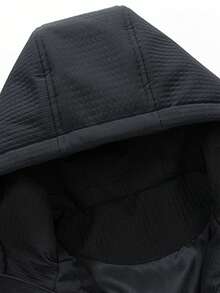 2025 男士简约休闲时尚百搭连帽棉衣，冬季保暖 - 黑色 - 查看 7