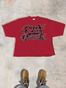 An Retro Rock Band Patterned Cotton T-Shirt, Relaxed And Comfortable, A Commemorative T-Shirt For Band Fans, Suitable For Men's Leisure Wear. - Red - View 1