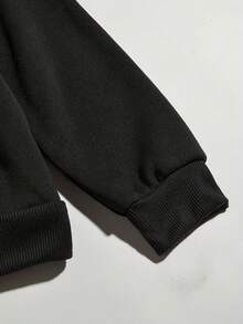 Hoodie Loose Casual Letter Pattern Fleece Drawstring Kangaroo Pocket Hooded Top Loose And Comfortable Winter Clothes For Women Hoodies For Women - màu đen - Xem 5