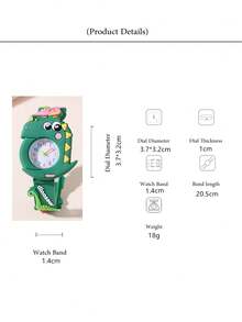 Cute Dinosaur Pattern Cartoon Children's Watch, Student Watch - Green - View 4