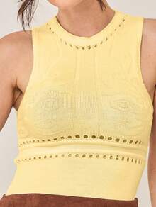 Body Regatinha Gola Alta sem Mangas de Tricô Moda Verão Feminino