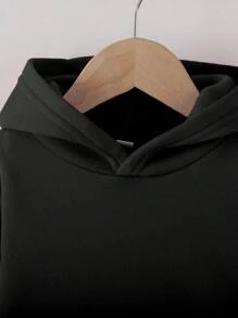 Conjunto de sudadera con capucha de forro polar y pantalones con estampado de letras divertido para niño pequeño, conjunto de moda casual para otoño e invierno